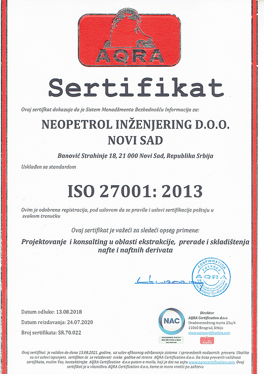 ISO27001 certificate